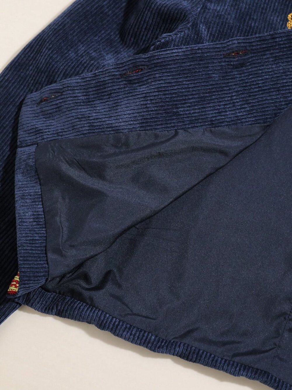 Blue Casual Women's Nomadic Embroidered Loose Stand Collar Jacket - Picture 7 of 7
